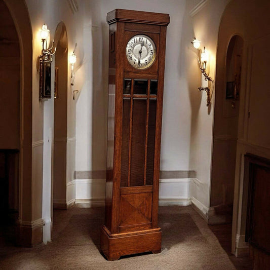 Art Noveau Oak Grandfather/ Vintage Longcase Clock