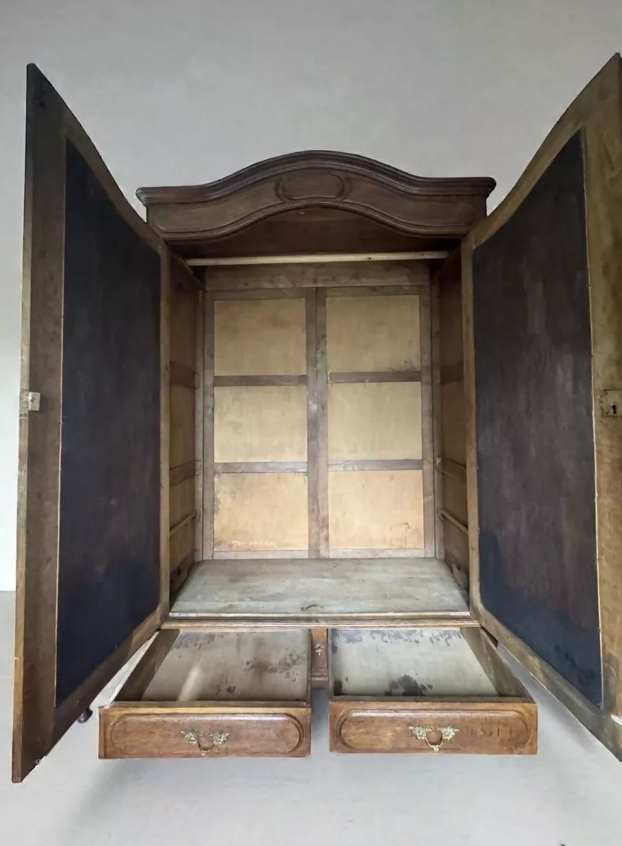 Antique Early 1900’s Mirrored Armoire Wardrobe French Oak Knockdown.
