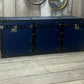 Luxury Handmade Pebble Blue Black Leather Furniture Trunk