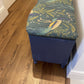 Peacock themed ottoman. Mid century refurbished