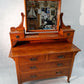 Oak Dressing Table Arts & Crafts complete with mirror and inlay detail