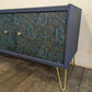 G Plan Midcentury Sideboard TV Unit Cocktail Cabinet. Upcycled Painted Blue,Teal Gold Living Room Furniture