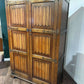 Vintage Oak Priory Double Wardrobe With Linen Fold Designvc