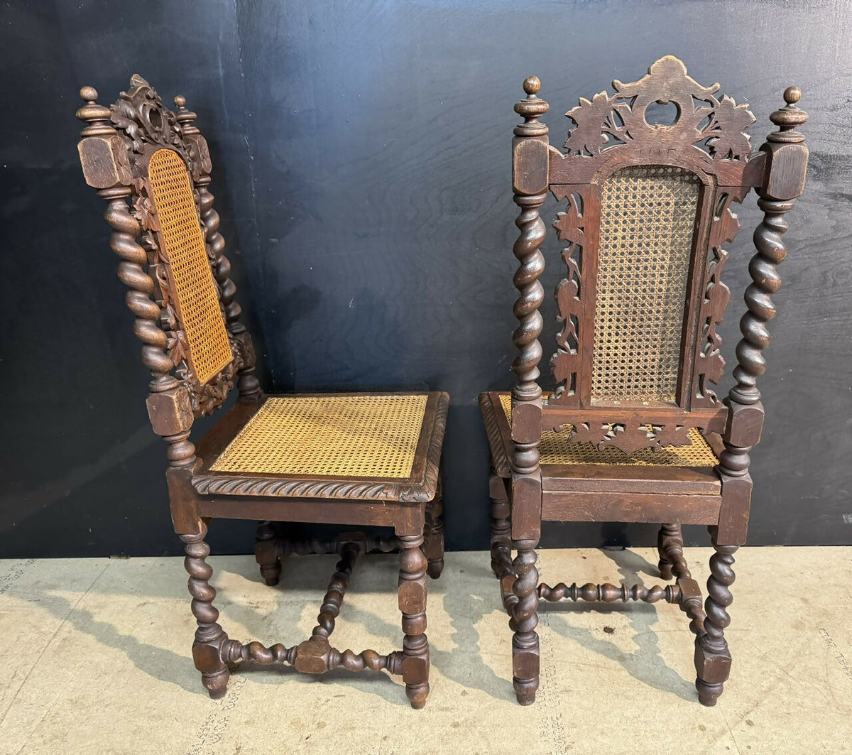 Set 6 French Carved Oak Dining Chairs