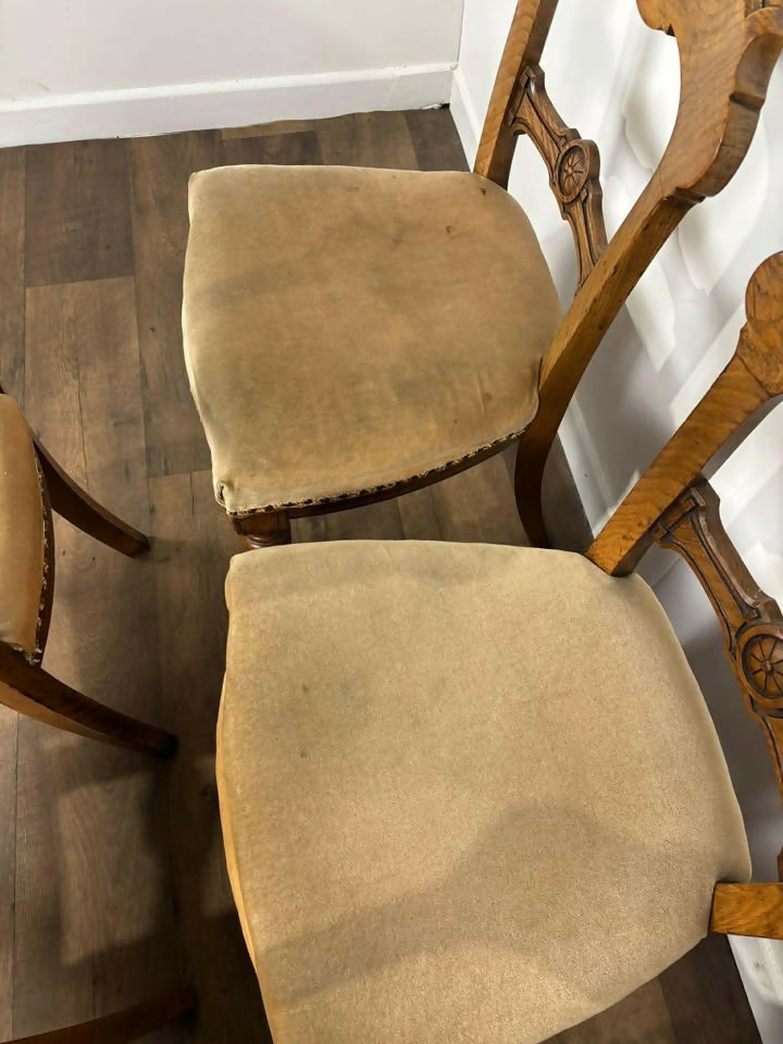 Victorian Set of Six Carved Walnut Dining Chairs