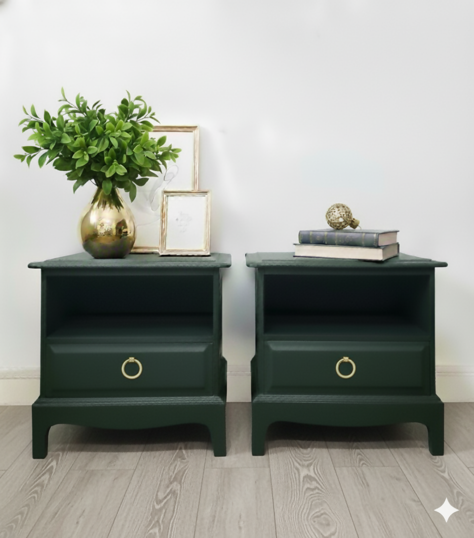 Stag minstrel cubby bedsides in dark green