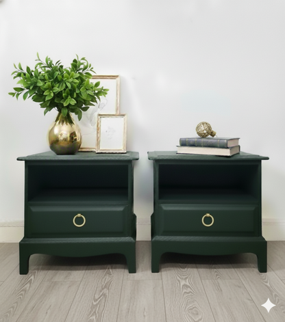 Stag minstrel cubby bedsides in dark green