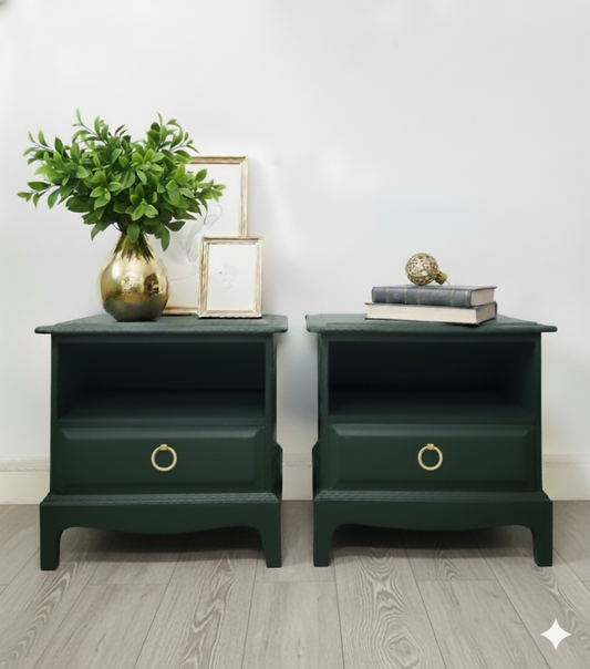 Stag minstrel cubby bedsides in dark green