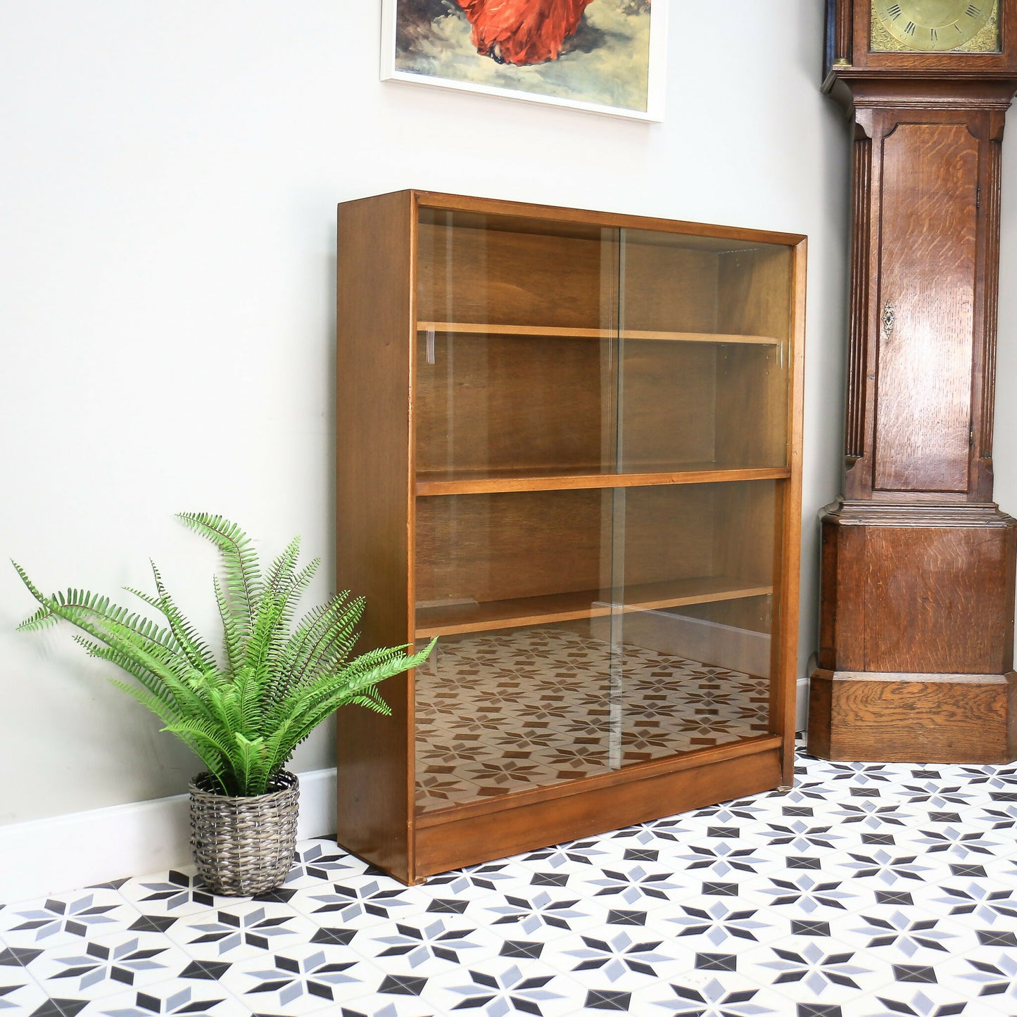 Herbert Gibbs Bookcase in Teak with Four Glazed Doors Mid Century