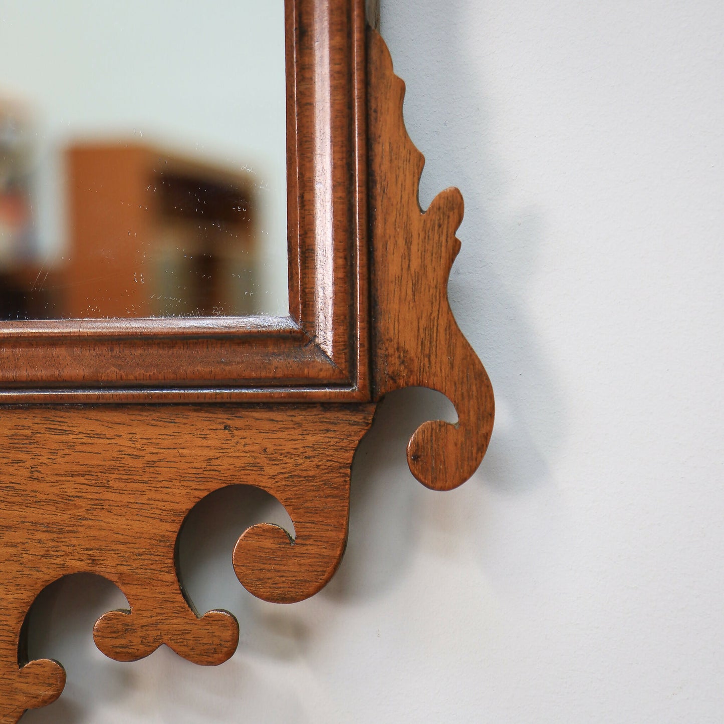 Arts and Crafts Edwardian Fretwork Mirror Mahogany Frame