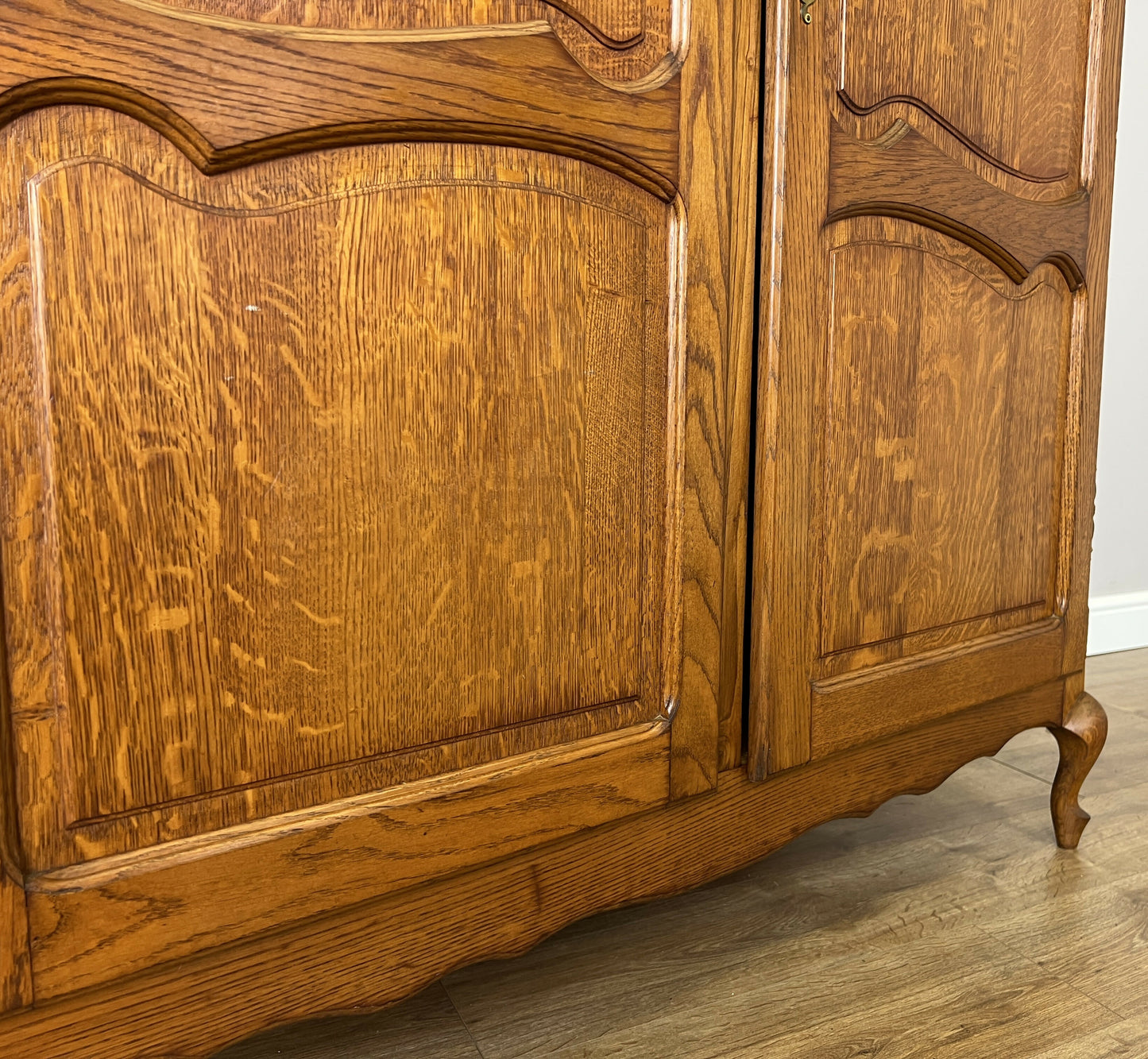 Wardrobe Vintage French Louis XVI Style Oak Two Door Carved Armoire LOT 6493