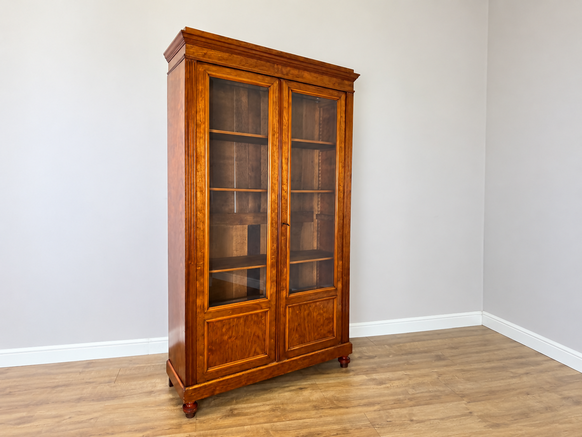 Bookcase Antique French Style Glazed Display Cabinet Walnut Sideboard LOT 6521