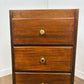 Vintage Dark Oak Veneer Narrow Of Four Drawer Chest