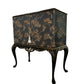 Cocktail Cabinet. Vintage Queen Anne Repro. Chinoiserie style. Black & Gold. Handpainted.
