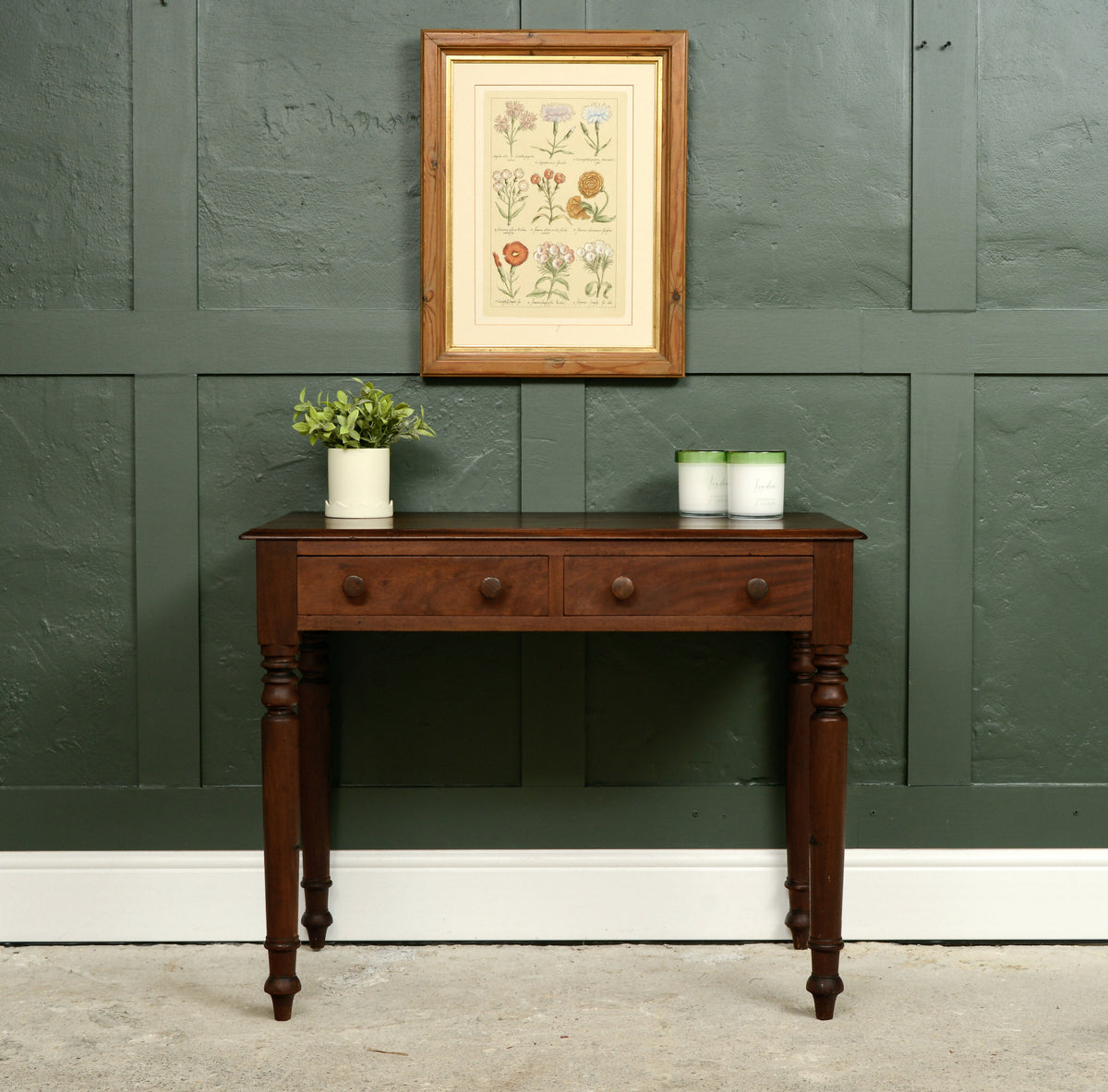 Victorian Mahogany Console Hall Table with 2 Drawers - Writing Desk