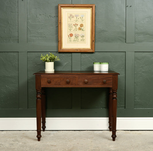 Victorian Mahogany Console Hall Table with 2 Drawers - Writing Desk