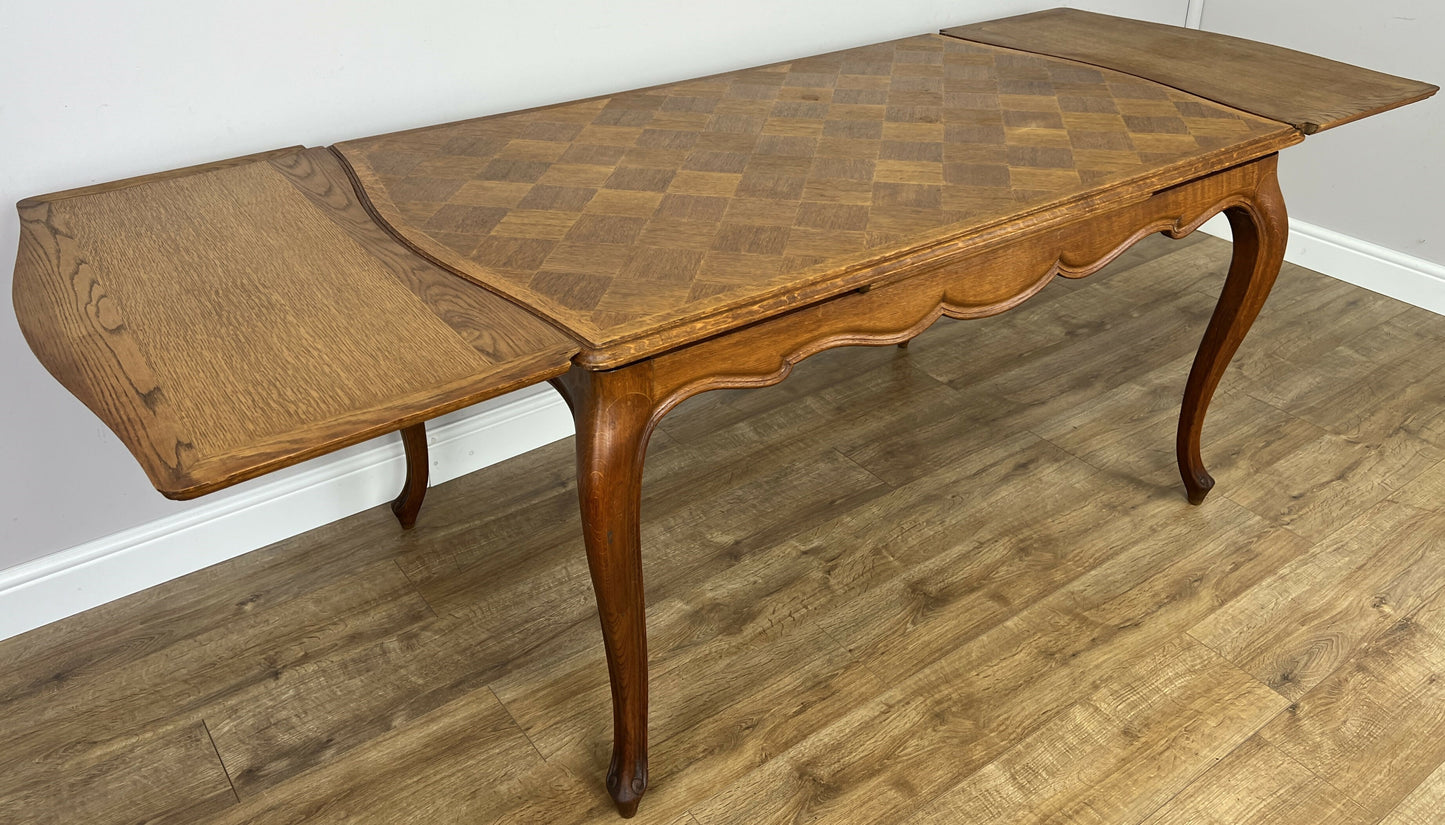 Dining Table Vintage French Style Oak Carved Folding Extendable Table LOT 6355