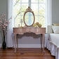 French Olympus Dressing table with stool , Hand Painted In Dusty Pink From Fusion Mineral Paint Damask