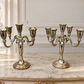 Pair of Candelabras Vintage French Style Metal Five Arm Candle Holders LOT 6482