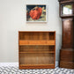 Nathan Teak Slimline Bookcase Wall Unit with Glass Doors and Two Drawers
