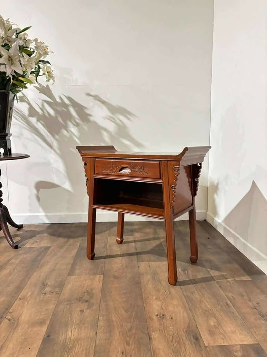 Oriental Style Side Table with Single Drawer