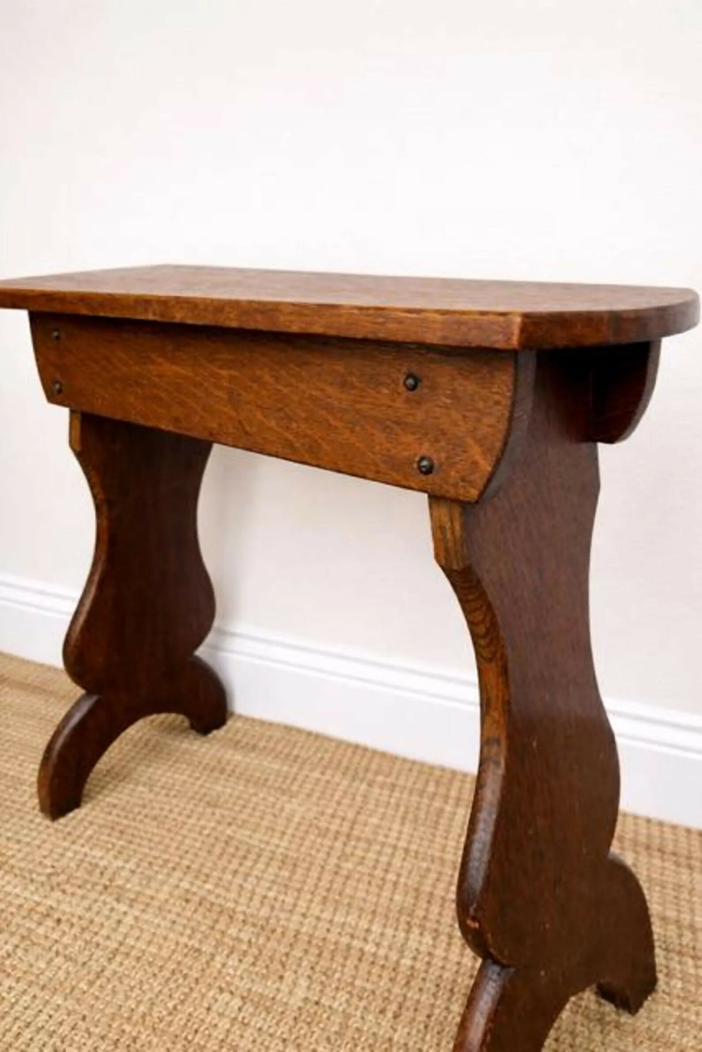 Vintage Oak Side Table | Primitive Lamp Table | English Country