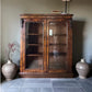 Vintage Victorian Burle Walnut Display China Bookcase Glazed Cabinet