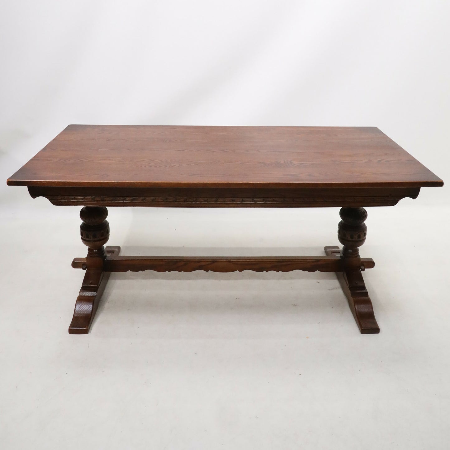 Old Charm Wood Bros Sovereign Dining Table in Tudor Brown Solid FREE UK Delivery. SBR8854/2902D