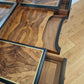 Restored 1940s Art Deco Burr Walnut Dressing Table - Black and Gold