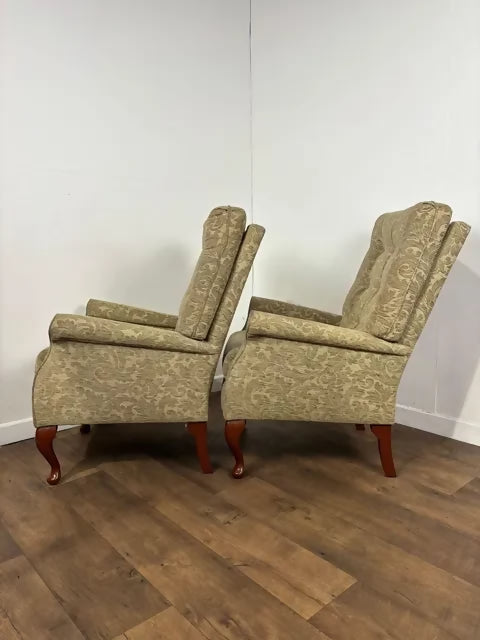 Pair of Reproduction Button Backed Upholstered Armchairs