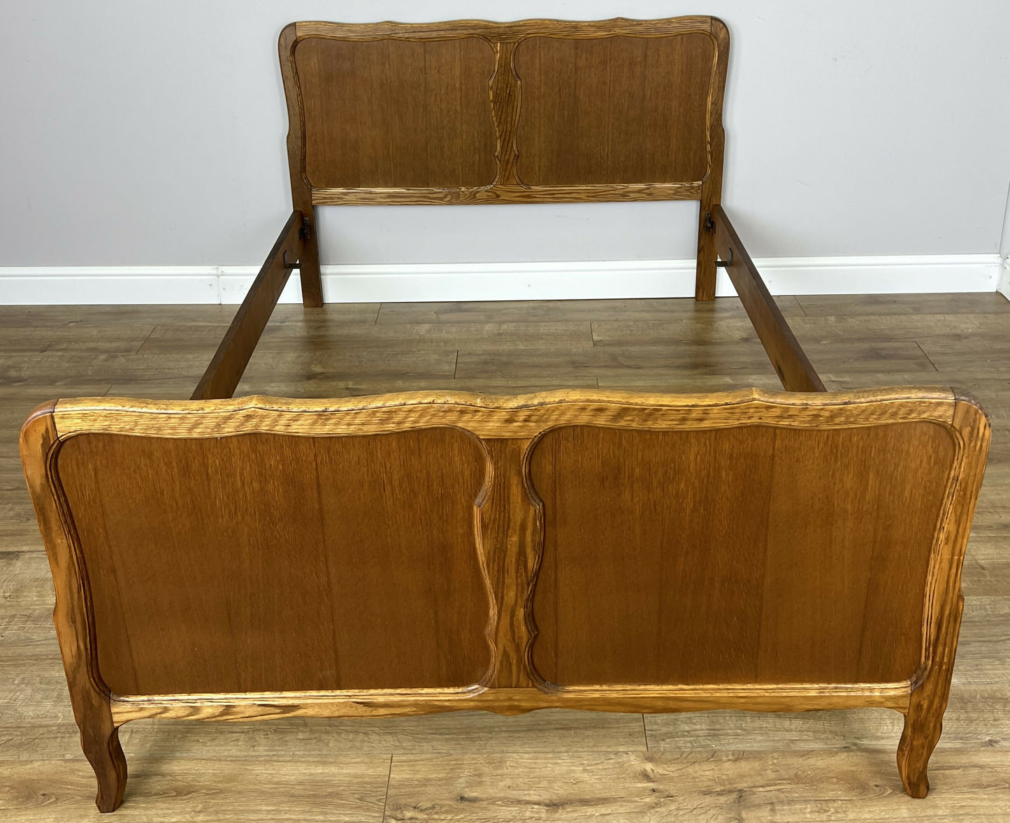 Bed Vintage French Louis XVI Double Bed Frame Oak Carved Headboard LOT 6396