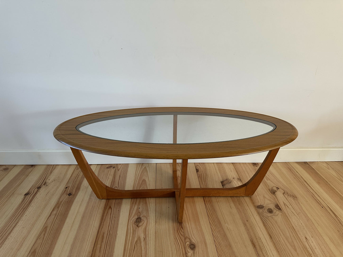 Mid Century Teak Coffee Table with Glass Top