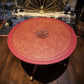 Mughal-Inspired Crimson Red & Gold Round Statement Eastern Coffee Table