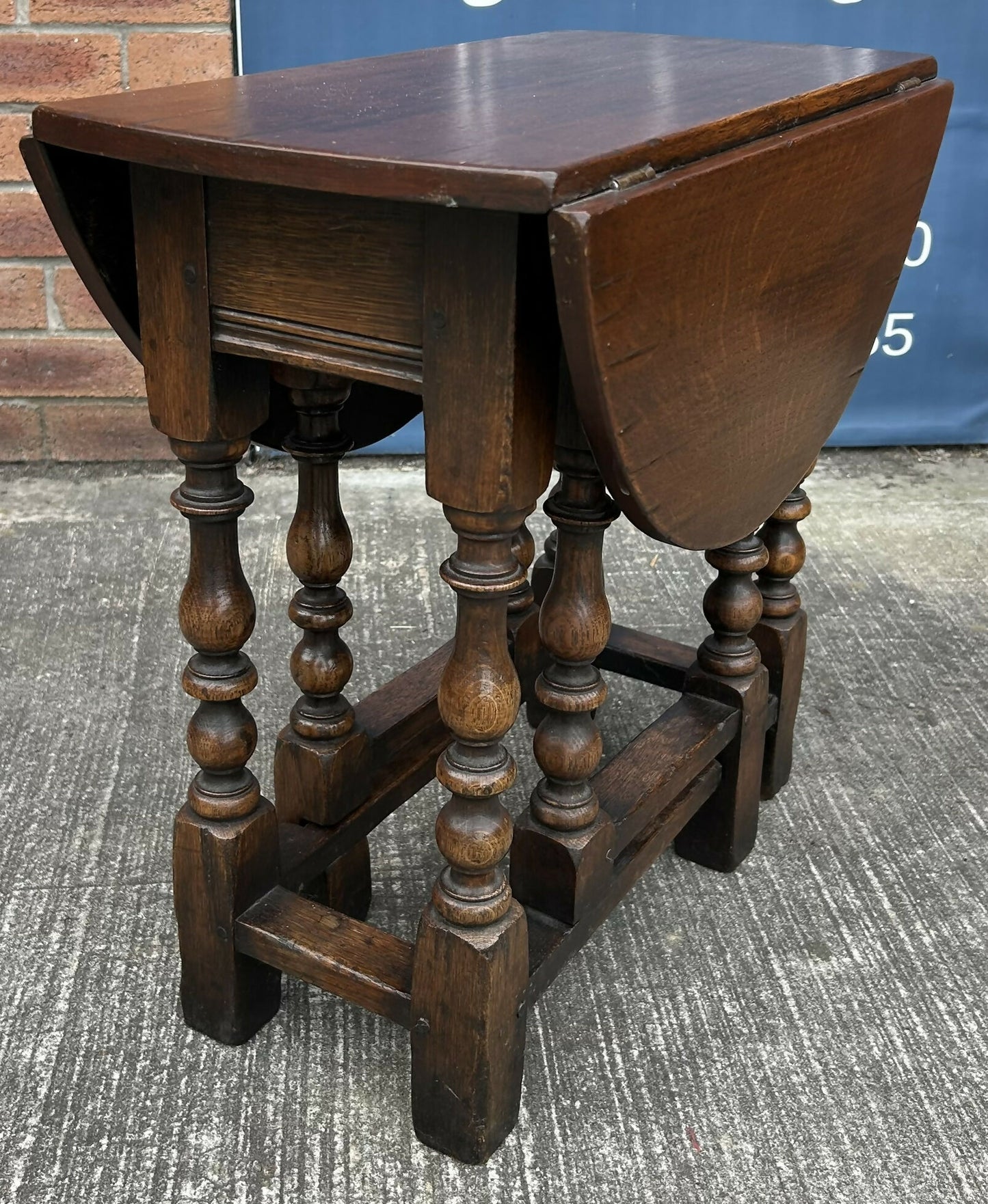 Titchmarsh & Goodwin Vintage Oak Miniature Dropleaf Gateleg Occasional Table