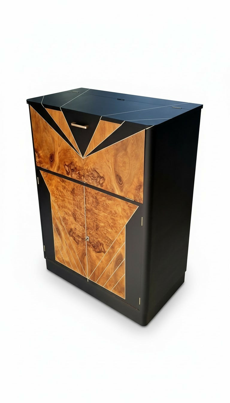 Vintage Art Deco Walnut Cocktail Cabinet