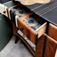 Mid-Century Modern MCM Bespoke Luxury Beautility Sideboard Drink Cabinet Modern black gold white stripes