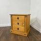 Mexican Pine Three Drawer Bedside Chest