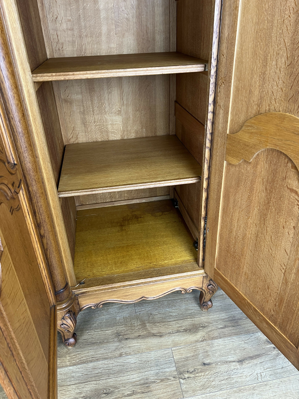 Wardrobe Vintage French Louis XVI Style Oak Four Door Carved Armoire LOT 6516