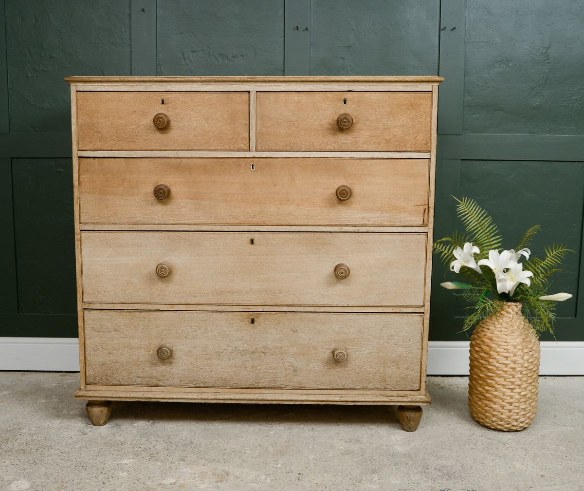 Antique Pale Oak Chest of Drawers - Extra Large