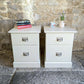 Pair Painted Bedside Tables with Drawers - Off White/ Cream