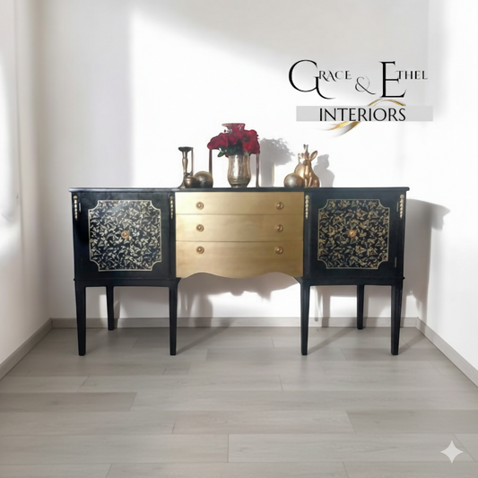 Strongbow sideboard in black and vintage gold