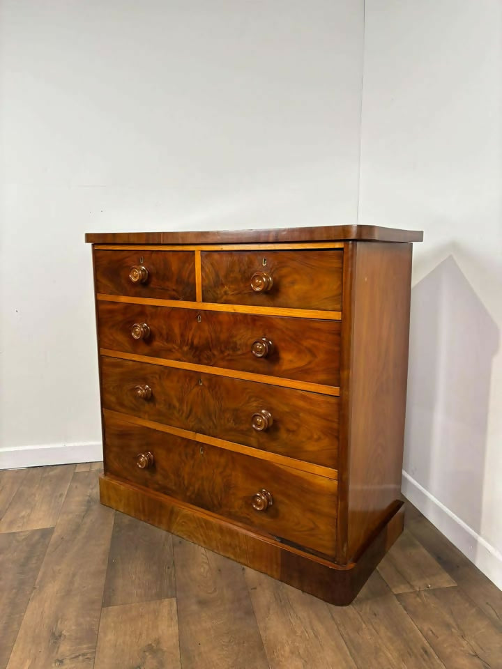 Victorian Flame Mahogany Chest of Drawers