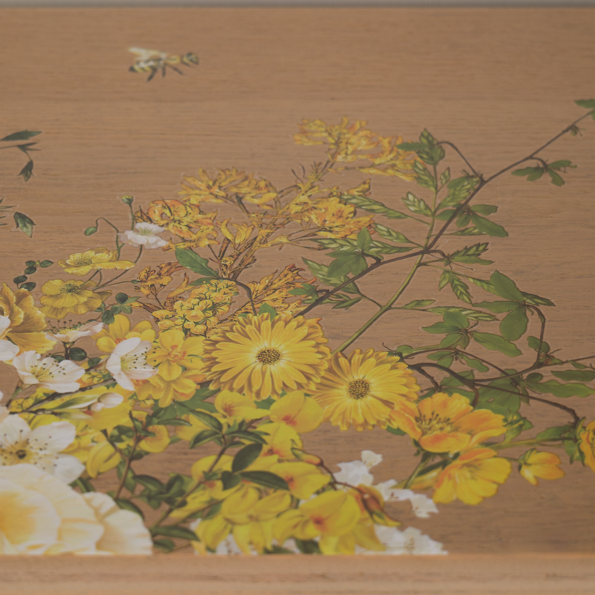 Vintage Oak Floral Nest of Three Tables | Hand Painted Upcycled Sage & Cream Nesting Tables