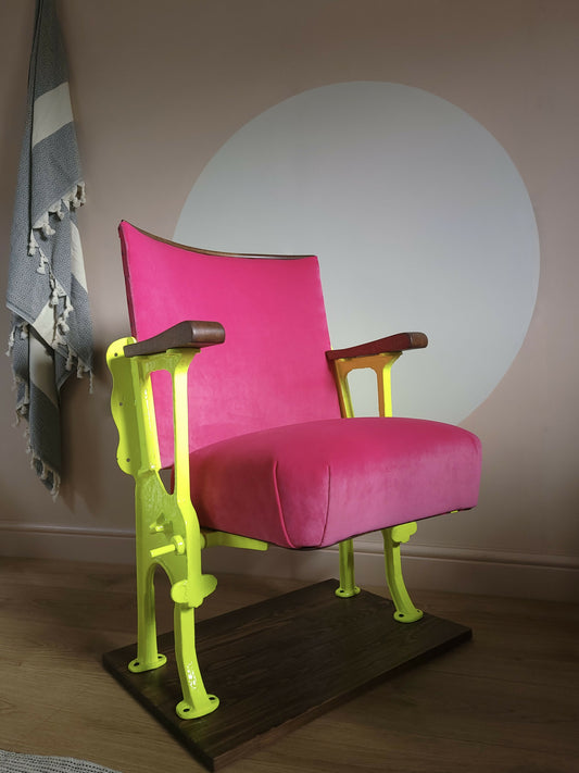Neon pink cinema seat-angled-seat down-Orange Otter