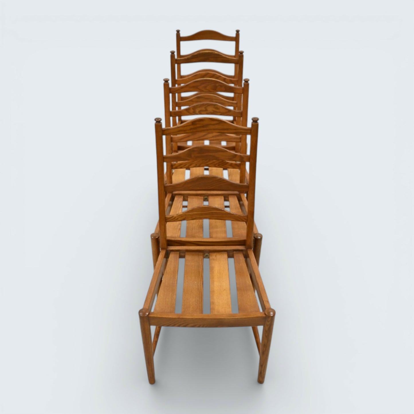 Ercol Set Of 4 Dining Chairs Light Finish Ladderback 1970s FREE UK Delivery*