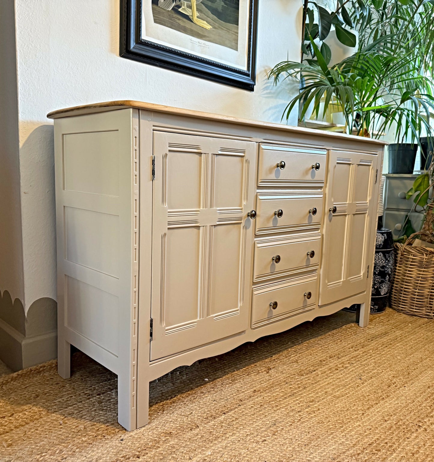 Newly refurbished Ercol sideboard elm wood mcm painted large
