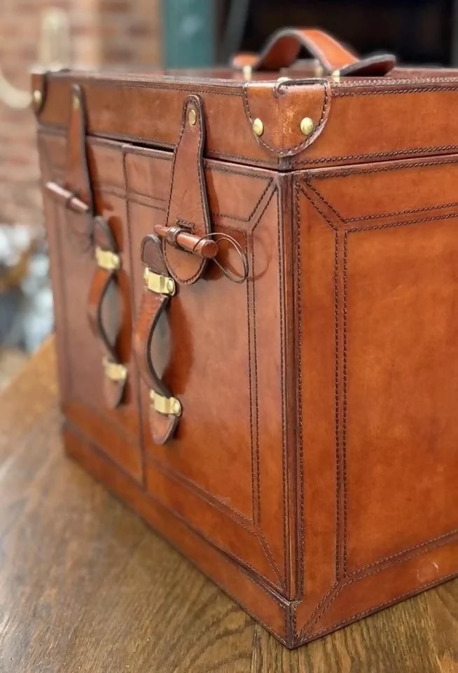 Quality Hand Crafted Vintage Style Leather Campaign Portable Drinks Picnic Bar