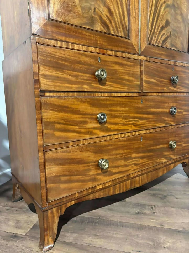 Georgian Flame Mahogany Linen Press