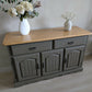 Vintage Oak Sideboard | Olive Green Painted Sideboard with Natural Oak Top