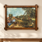Painting Vintage French Style Landscape Print Oak Framed Wall Art LOT 6547